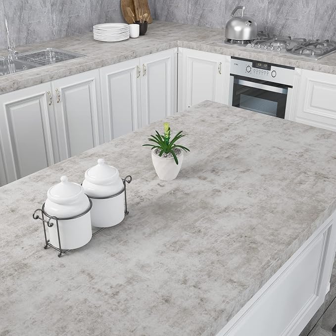 CRE8TIVE Concrete Wallpaper Cement Contact Paper Wide 24"x118" Taupe Grey Extra Thick Paper Roll Waterproof Countertop Cabinet Covers Peel and Stick Removable Decorative Vinyl Film for Bedroom Kitchen - Image 2