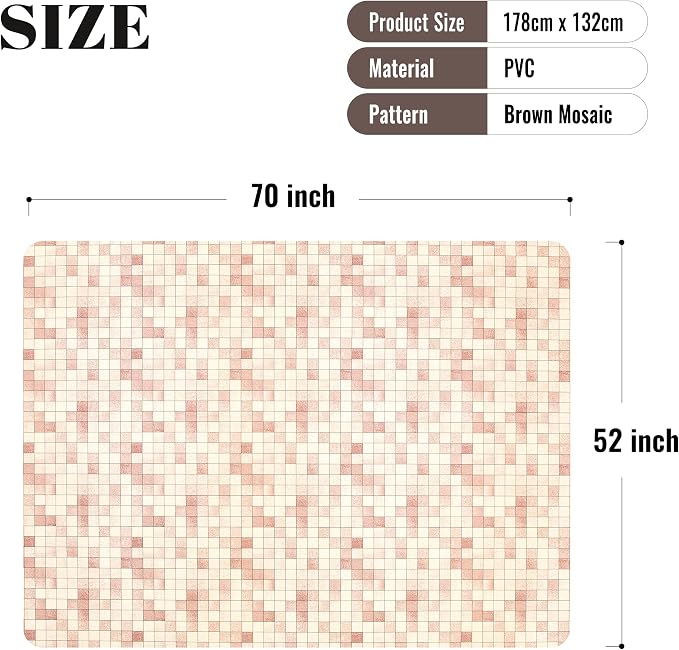 FIFTY FEET 70X52 Inch Rectangle Tablecloth, Vinyl Tablecloth with Flannel Backing Waterproof Table Cloth, Spill Proof Picnic Table Cover for Outdoor/Indoor/Camping/Dining(Brown Plaid) - Image 5