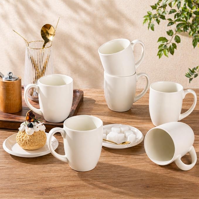 AmorArc 12oz Coffee Mugs Set of 6, Ceramic Coffee Mugs for Man, Woman, Dad, Mom, Modern Coffee Cups with Handle for Tea/Latte/Cappuccino/Cocoa. Dishwasher&Microwave Safe, Light Beige - Image 7