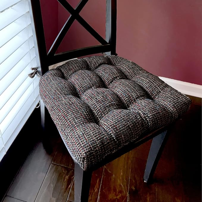 Barnett Home Decor Dining Chair Pad with Ties - Nala Black Size Small 15 x 17 - Latex Foam Filled Cushion, Reversible, Made in USA (Black, Small) - Image 2