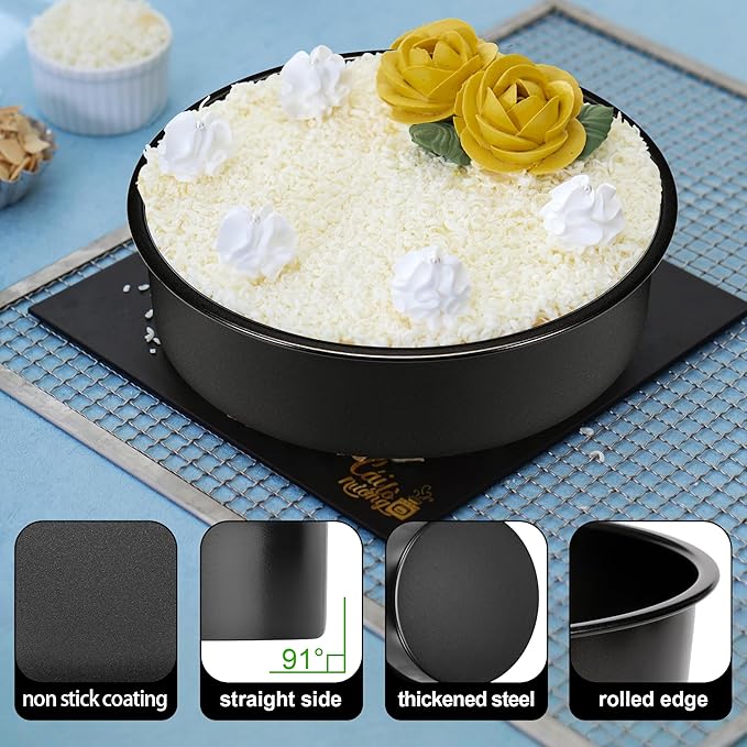 8 Inch Cake Pan, 3PCS Nonstick Baking Pans Set with 100PCS Parchment Paper | Cookie Cake Pan for Layer Cakes, Sturdy Round Cake Pans Sets for Baking for Birthday Christmas, Dishwasher Safe & Easy Clean - Image 2