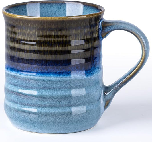 GBhome 18oz Large Coffee Mug, Handmade Ceramic Coffee Mug for Latte/Tea/Beer/Hot Cocoa, Dishwasher & Microwave Safe, Gradient blue by GBhome