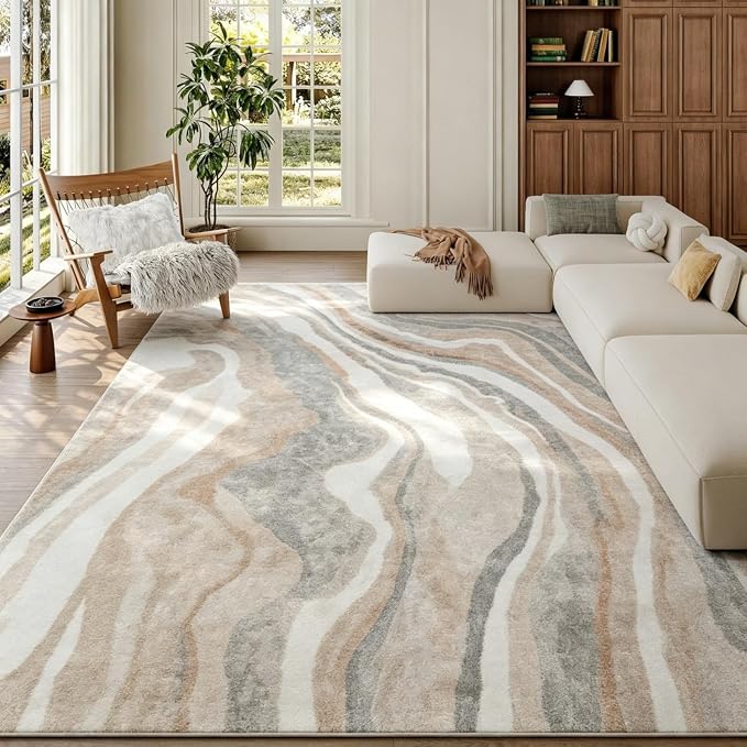 6x9 Area Rug, Machine Washable Soft Living Room Rug - Stain Resistant Non-Slip Rug for Bedroom, Pet Friendly, Modern House Decor - Image 4
