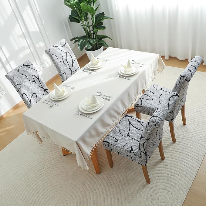 FORCHEER Chair Covers for Dining Chairs Set of 4,Grey Floral Stretch Dining Room Chair Cover Kitchen Parsons Chair Slipcovers (Pack of 4, Grey+Floral) - Image 7
