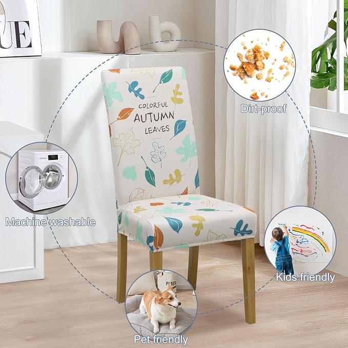 Dining Chair Covers, Stretch Seat Covers, Washable Furniture Protector | 4 Pack, Washable, Stretch Fit, Soft, Non Slip, Dining Chair Covers, Seat Protector, Furniture Cover,Easy Clean - Image 6