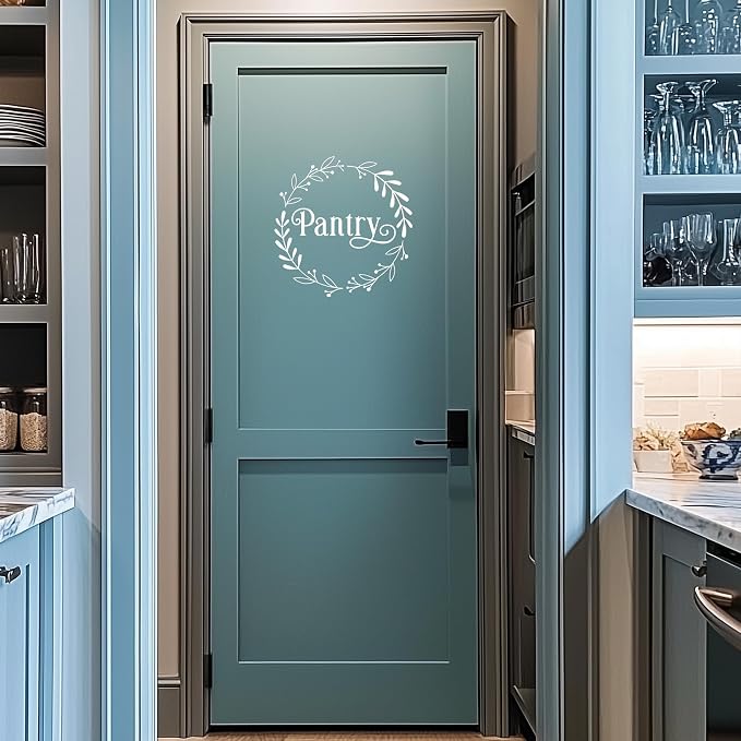Pantry Decal, Kitchen Pantry Ornamental Sticker, Food Pantry Door Decal, Farmhouse Pantry Door Sticker, Kitchen Door Sign, Pantry Door Vinyl Sticker Decal (White) - Image 2