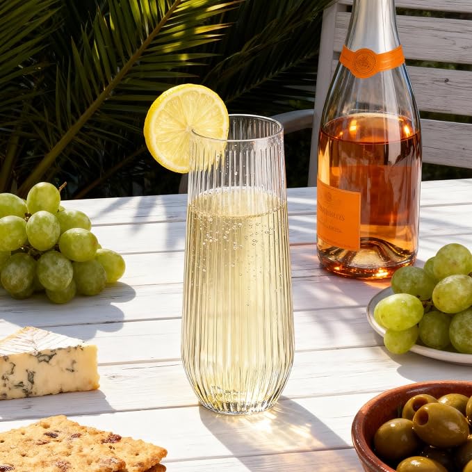 Goodluck 48pack 9oz Clear Champagne Flutes,Stemless Champagne Glasses | Plastic Champagne Flutes,Stemless Disposable Clear Plastic Toasting Glasses for Wedding, Birthday Party, Family Gatherings - Image 2