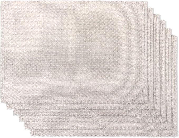 Urban Villa Two Tone Placemat Cotton Tablemat 14x20 (Set of 6) Beige by CottonTrends