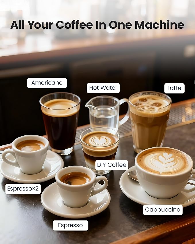Automatic Espresso Machine with Grinder & Milk Frother | Touchscreen Coffee Maker with 20 Bar Pressure and 15 Grind Settings for Cappuccino, Latte, Americano and Espresso - Image 3