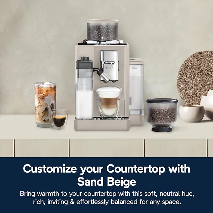 De'Longhi Rivelia Automatic Espresso Machine, Grinder, Milk Frother, Beige | #1 Worldwide Espresso Machine Maker, Removable Bean Hoppers, 18 One-Touch Recipes, Milk Frother, 4 Unique Colors - Image 8