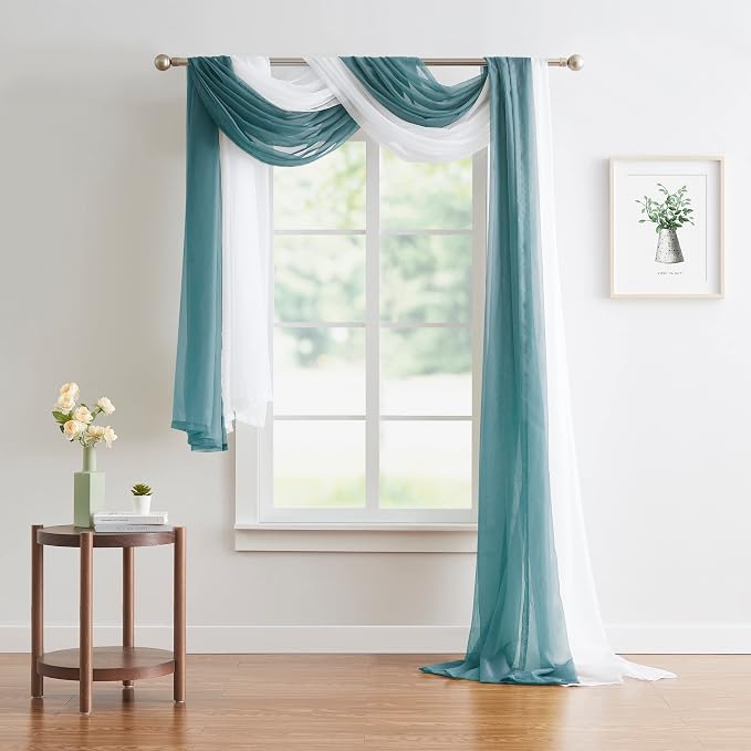 Warm Home Designs 55 x 216 Dusty Blue Sheer Window Scarf. AM D Blue 216" | Extra Long Window Scarves Valances are Great As Wedding Arch Draping Fabric, Bed Canopy Or for Decorative Project. - Image 7