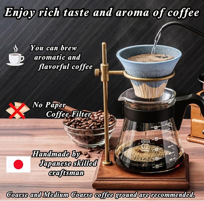 Ceramic Reusable Coffee Filter Dripper Paperless Sustinable Mt. Fuji Made in Japan (Blue)