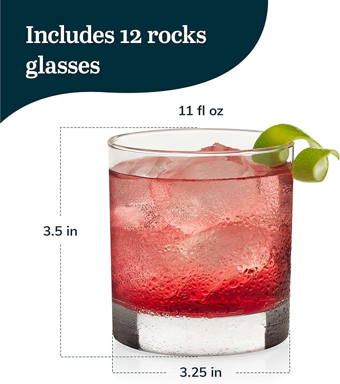 Libbey 917CD Heavy Base Rocks Glasses Set of 12, Old Fashioned Whiskey Cups - Image 3