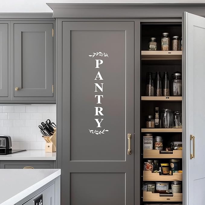 Pantry Door Decal – White Vinyl Kitchen Sticker – Farmhouse Pantry Room Door Sign for Kitchen Wall or Glass, 27.5 x 6.6 Inch - Image 5