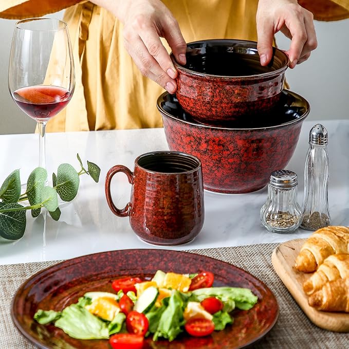 Hasense Coffee Mugs 8 oz, Ceramic Small Espresso Cups Set of 6, Mini Cups with Handle for Coffee, Tea and Cocoa, Modern Mugs for Mother's Day Gift, Dishwasher & Microwave Safe, Red - Image 4