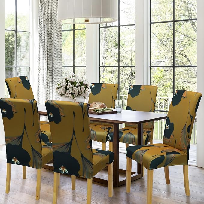 Dining Chair Covers, Stretch Seat Covers, Washable Furniture Protector | 4 Pack, Washable, Stretch Fit, Soft, Non Slip, Dining Chair Covers, Seat Protector, Furniture Cover,Easy Clean - Image 2