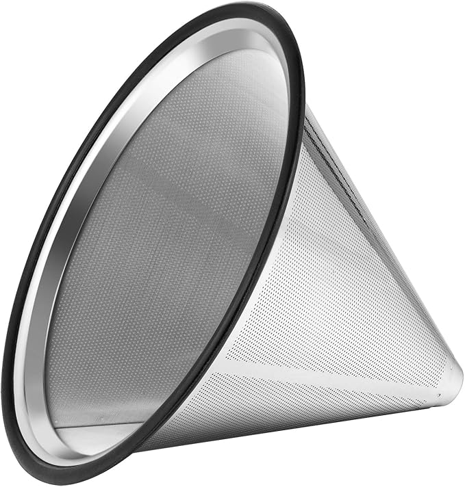 Pour Over Coffee Filter Metal Base Reusable Stainless Steel Coffee Dripper Perfect for Chemex Hario Bodum & Other Coffee Makers Paperless Coffee Filter for Sustainable Brewing