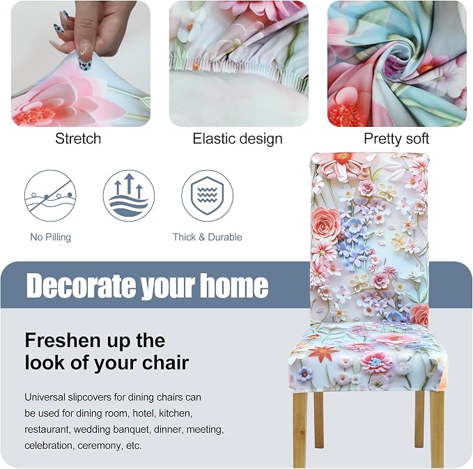 Dining Chair Covers, Stretch Seat Covers, Washable Furniture Protector | 6 Pack, Washable, Stretch Fit, Soft, Non Slip, Dining Chair Covers, Seat Protector, Furniture Protector - Image 3