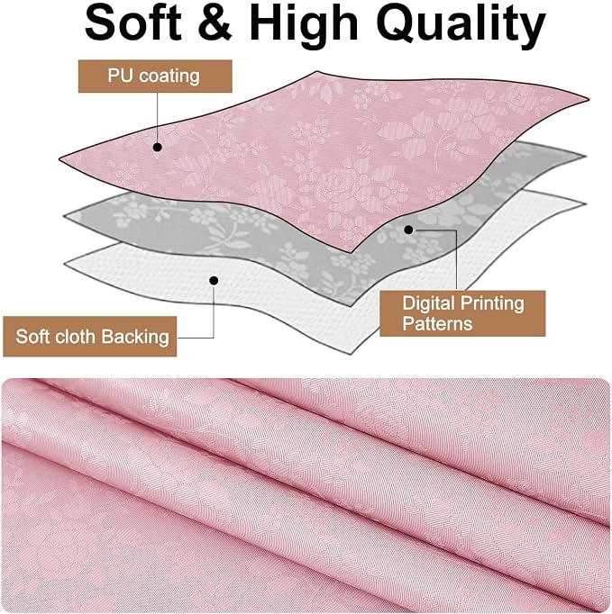 Smiry Rectangle Waterproof Heavy Duty Vinyl Tablecloths, 60 x 84 Inch | Wipeable Washable Floral Embossed Table Cover for Kitchen and Dining Room, Indoor & Outdoor Use, Dirty Pink - Image 6