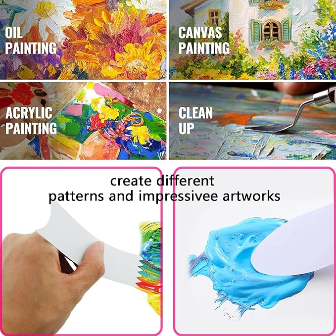MTQY 7 in 1 Paint Scraper Acrylic Pouring Swipe Tools with Brush for Acrylic Painting Technique