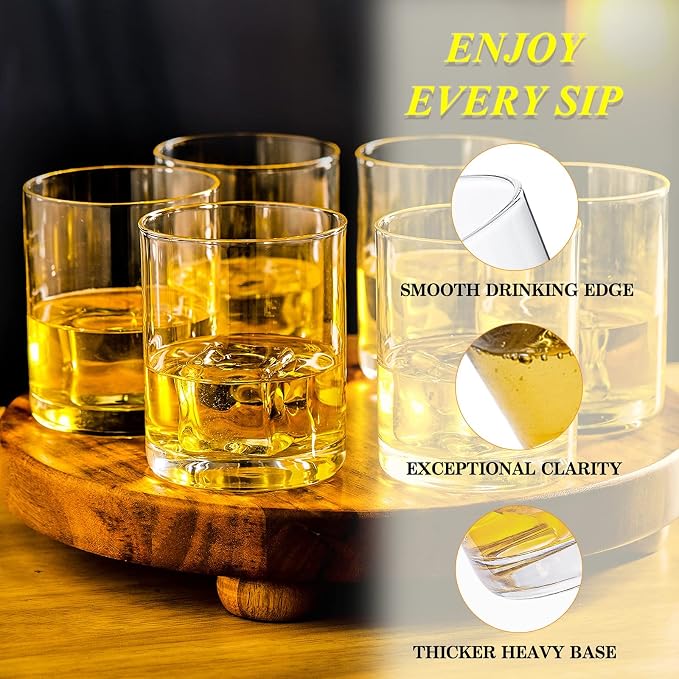 13.8oz Borosilicate Glass Drinking Glasses Set of 6, Heat-Resistant Double Old Fashioned Lowball Tumblers, Crystal Clear Water Cups, Lowball Glasses Rocks Glasses for Cocktail, Whiskey Glasses - Image 4