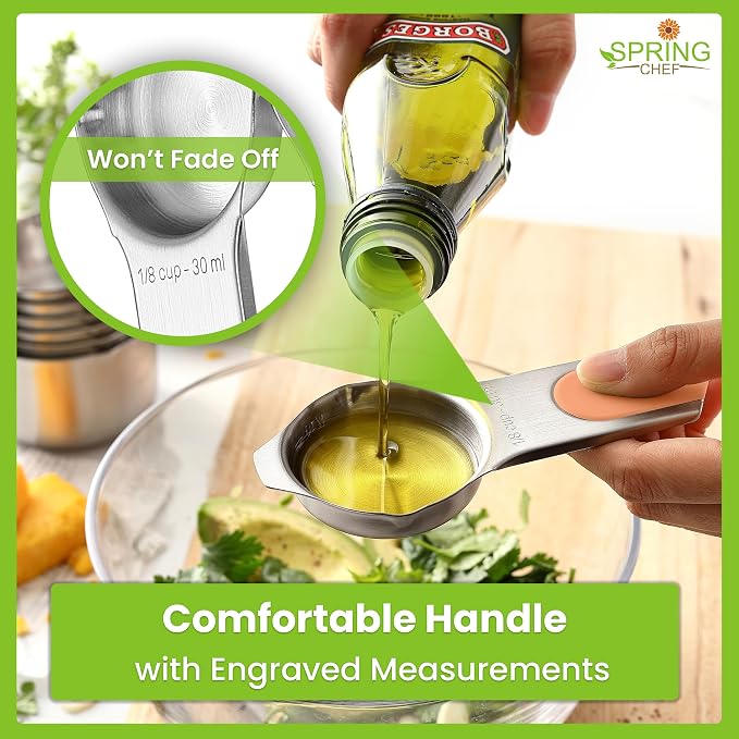 Spring Chef Magnetic Measuring Cups & Spoons Set of 15, Patented, Pastel | Stackable Stainless Steel Measuring Cups & Heavy Duty Metal Measuring Spoons with Levelers for Dry & Liquid Ingredients - Image 6