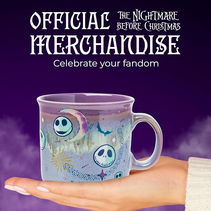 Silver Buffalo Disney Nightmare Before Christmas, Ceramic Camper Mug, 20oz | Jack Skellington, Mystic Opulence, Reactive Glaze, 0.59 Liters - Image 5