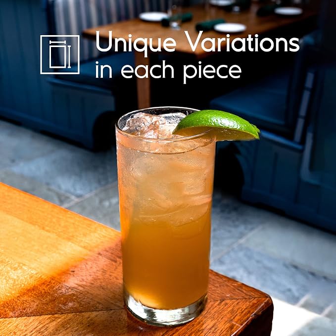 Clear 20 oz Tall Iced Tea Glasses (set of 6), Hand Blown Mexican Glassware, Recycled Glass Drinking Glasses, Lead-Free, Cocktail Margarita Glasses, Wine Glasses, Shot Glasses, Whiskey Glasses (IceTea) - Image 5
