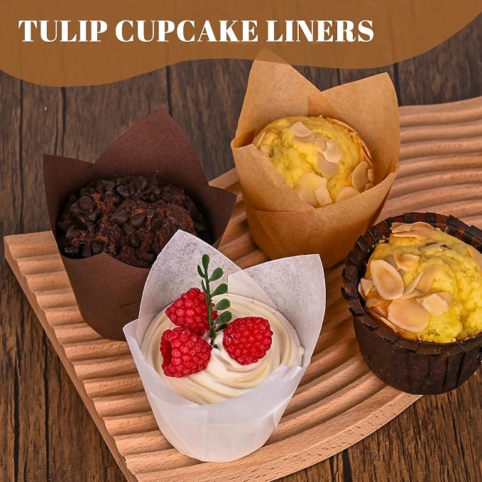 120 Counts Tulip Cupcake Liners for Baking Cups, Food Grade Parchment Paper Muffin Liners Holders, Standard Tulip Cupcake Liners, Greaseproof Cupcake Wrappers for Party, Christmas by Neyimqr (MIX) - Image 6