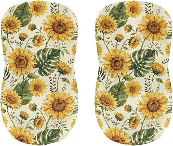 Sunflower Leaf Set of 2 Bar Stool Covers,Stretchable Bar Stool Covers Removable Bar Stool Chair Covers for Dining Room Cafe Furniture Chair Seat Protectors - Image 4