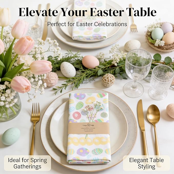 Urban Villa Cloth Napkins Cotton 20x20 (Set of 12) Egg Print - Image 3