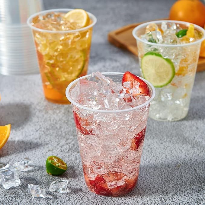 Lilymicky 390 Pack 16 oz Clear Plastic Cups, Cold Disposable Plastic Drinking Cups for Parties, Picnic, BBQ, Travel, and Events