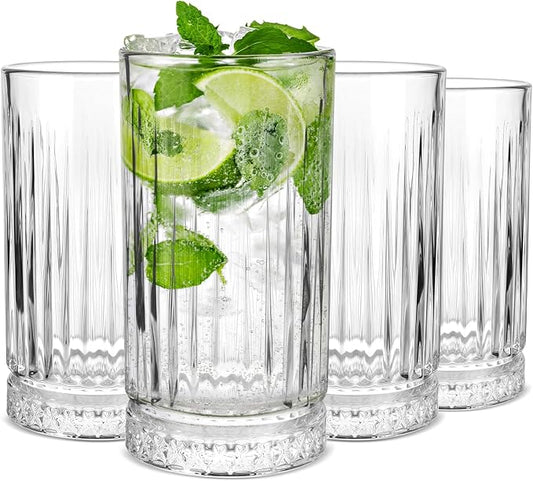 Highball Glasses Set of 4, 16oz Tall Drinking Glasses, Lead-free Crystal Water Glassware for Juice, Cocktails, Iced Tea by Cambareign