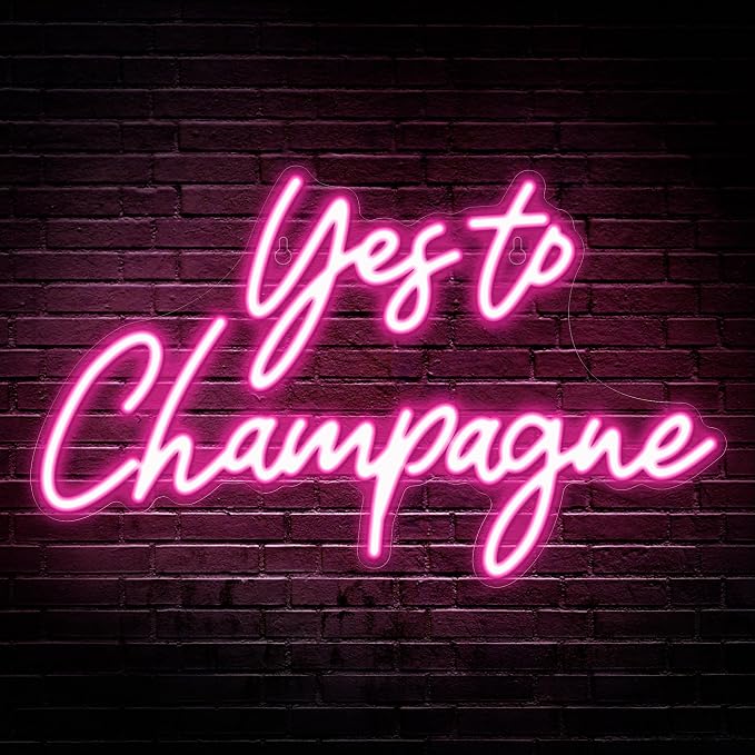 Kavaas Yes to Champagne Neon Sign 15" x 9.1", Neon Bar Signs for Home Bar Decor, Man Cave Pub Party - Best Gifts for Champagne Lover, Birthday, Christmas by Kavaas