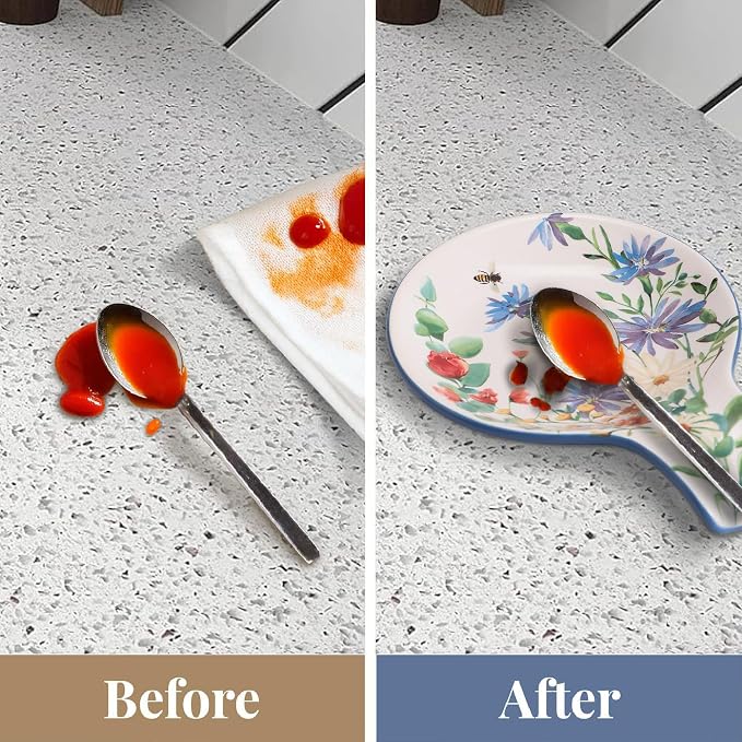 Bico Summer Provence Spoon Rest for Stove Top, Ceramic Spoon Holder for Kitchen Counter, Easy to Clean Coffee Spoon Rest Dishwasher Safe, Kitchen Cooking Utensil Rest for Ladles Spatula - Image 6