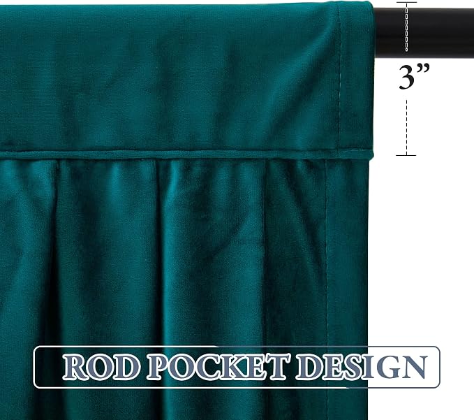 Teal Waterfall Velvet Valance Curtains W79 inches, 1 Panel | Classic Vintage Waterfall Swag Curtains for Bedroom, Room Darkening Thermal Insulated Drapes for Theater, Living Room - Image 3