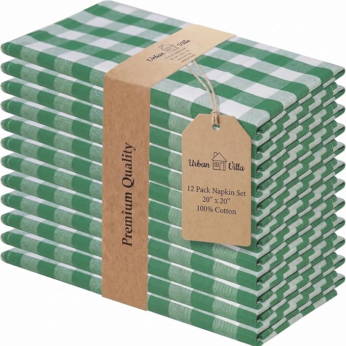 Urban Villa Cloth Napkins Cotton 20x20 (Set of 12) Hunter White by CottonTrends