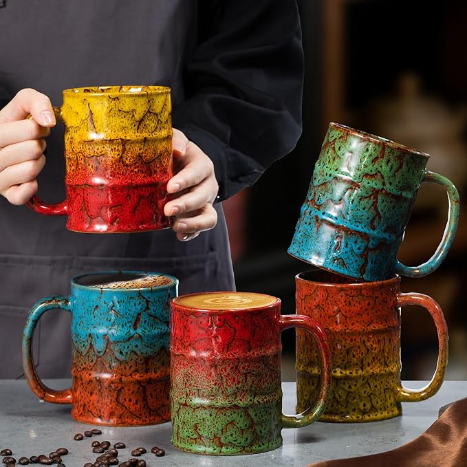Coffee Mug,20 Oz Coffee Cups Ceramic Tea Cup Large Coffee Mug for Office and Home - Dishwasher and Microwave Safe Novelty Coffee Mug(1,Brown and Yellow) - Image 2