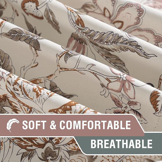 H.VERSAILTEX Blackout Curtain Valances for Kitchen Window/Living Room/Bathroom Privacy Added Rod Pocket Home Decoration Winow Valance, 52" W x 18" L, Floral in Sage and Brown - Image 4