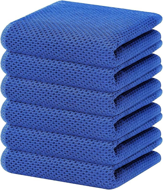 Homaxy 100% Cotton Waffle Weave Kitchen Dish Towels 6-Pack, Blueberry | 13 x 28 Inches, Ultra Soft Absorbent Dish Towels, Quick Drying Cleaning Towels by Homaxy