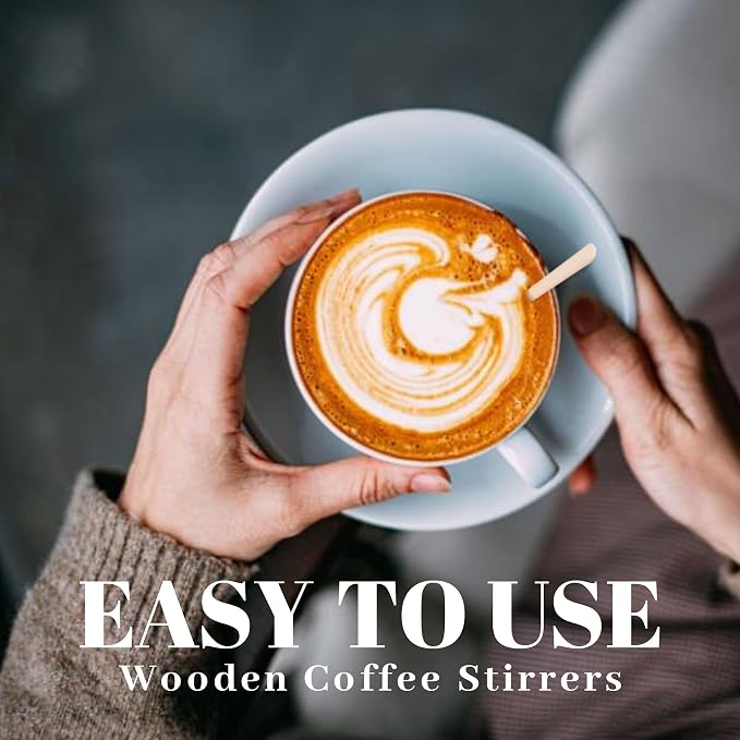 ANTETOK Wooden Coffee Stirrers - Coffee Stir Sticks 5.5 Inch,100pcs Disposable Swizzle Sticks,Swizzle Drink Sticks for Coffee,Tea,Cocktail and Hot Chocolate - Image 5