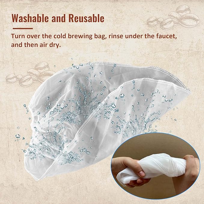 Cold Brew Coffee Filter Bag Compatible with Toddy Cold Brew System for 5 Gallon Commercial Brewers, Washable & Reusable, 2Packs