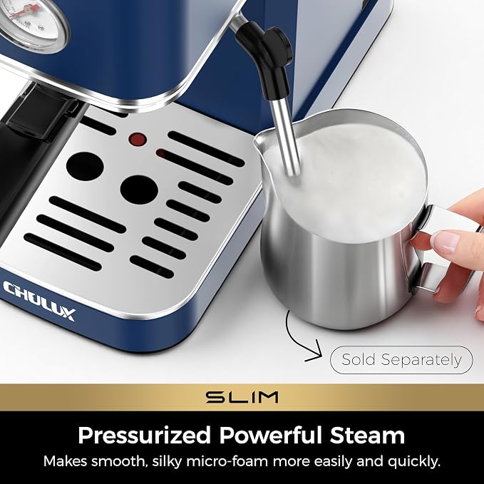CHULUX Espresso Machine with Conical Burr Coffee Grinder, Dark Blue - Image 3