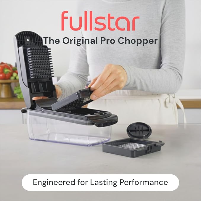 Fullstar Pro Original Vegetable Chopper & Spiralizer, Kitchen Prep Tool | 4 in 1 Veggie Slicer, Onion & Fruit Cutter with Sharp Stainless Steel Blades & Container, All-in-One Food Prep Tool (Black) - Image 2