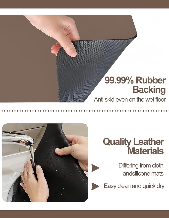 Dish Drying Mat for Kitchen Counter, 16"x24" Pad with Rubber Backed (Brown) | Hide Stain Anti Absorbent for Kitchen Counter, Non-slip Drying Mat for Coffee Machine Dish Rack - Image 5
