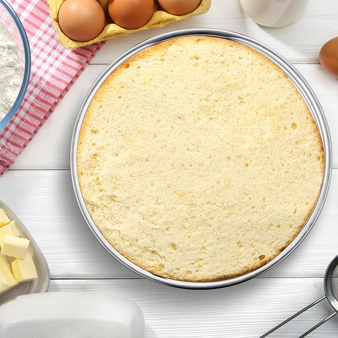 E-far 11 Inch Cake Pan Set of 2, Stainless Steel Large Round Baking Pans Tins, Non-Toxic & Leak-Proof Mold for Birthday Wedding Layer Tiered Cake, Easy Clean & Dishwasher Safe - Image 8