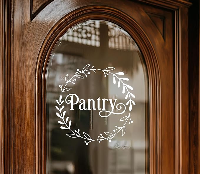 Pantry Decal, Kitchen Pantry Ornamental Sticker, Food Pantry Door Decal, Farmhouse Pantry Door Sticker, Kitchen Door Sign, Pantry Door Vinyl Sticker Decal (White) - Image 3