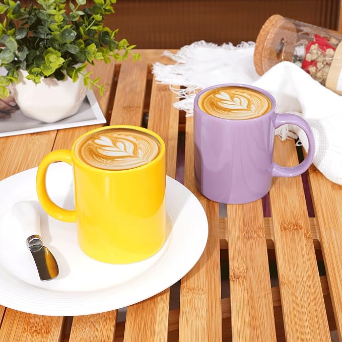 Multi-Coloured Ceramic Mugs Set of 6-11.2 oz / 330ml-Coffee Mugs-Cappuccino-Tea Cups- Hot Chocolate Cups (Warm color, Large) - Image 8