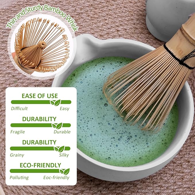 Joyscale Matcha Whisk Set, Matcha Set Whisk And Bowl, 8 Pcs Matcha Kit Set(Ancient Kiln Design), 14 OZ, Japanese Matcha Tea Set, Matcha Making Kit Gifts for Tea Lovers(White)