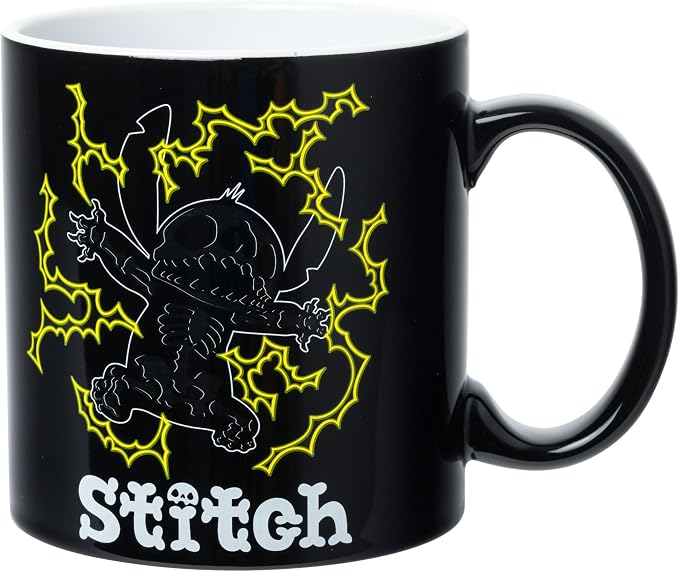 Silver Buffalo Disney Lilo and Stitch Lightning Bolts, Ceramic Mug, 20oz | Shocking Glow in the Dark Feature, 0.59 Liters by SilverBuffalo